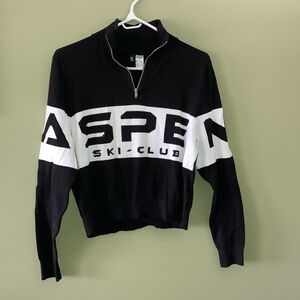 H&M Black and White V-Neck Sweater Sporty Knit